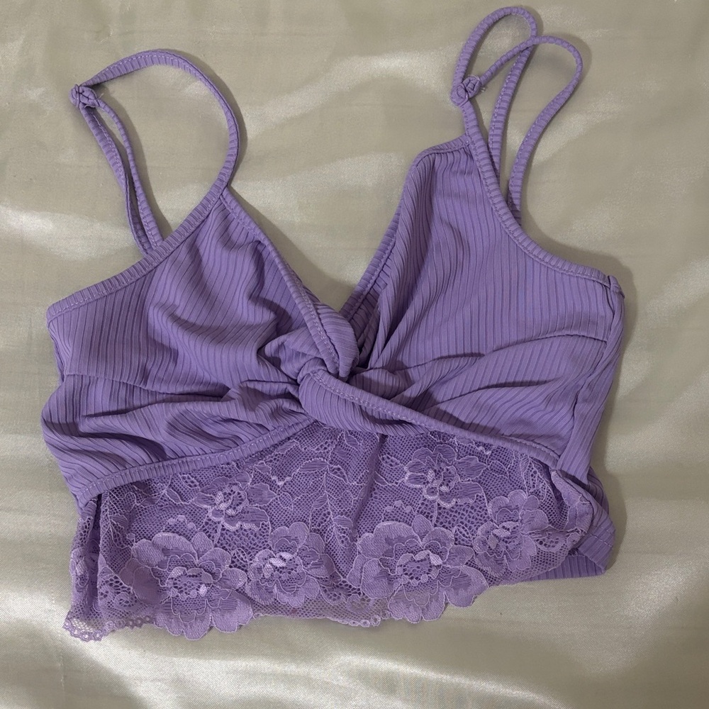 Lavender Lace Trim Bralette